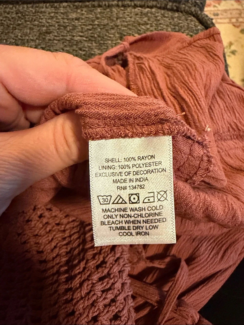 Vintage Rust Crochet Bodice Midi Dress - Picture 4 of 4